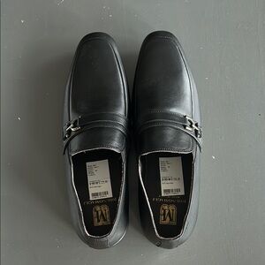 Bruno Magli Black Leather Loafers with Horsebit Detail